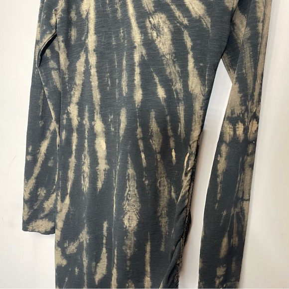 Pam & Gela Revolve Tie Dye Twisted Mini Dress Black Grey Cinch Long Sleeve P XS - Picture 10 of 15